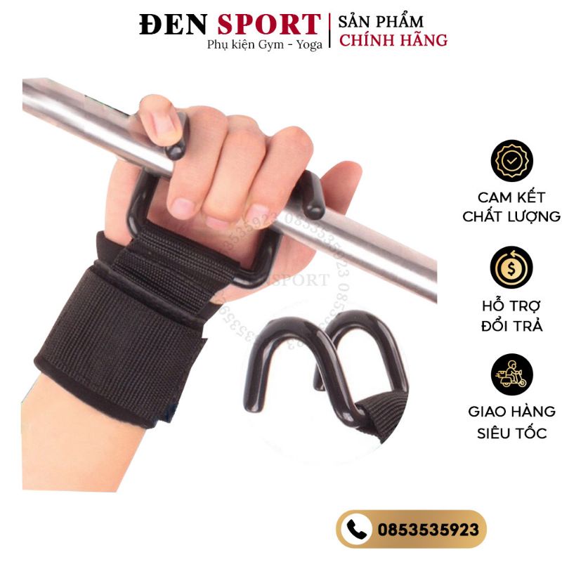 Quấn Cổ Tay Có Móc Hỗ Trợ Tập Tạ, Xà Đơn Valeo ĐenSport