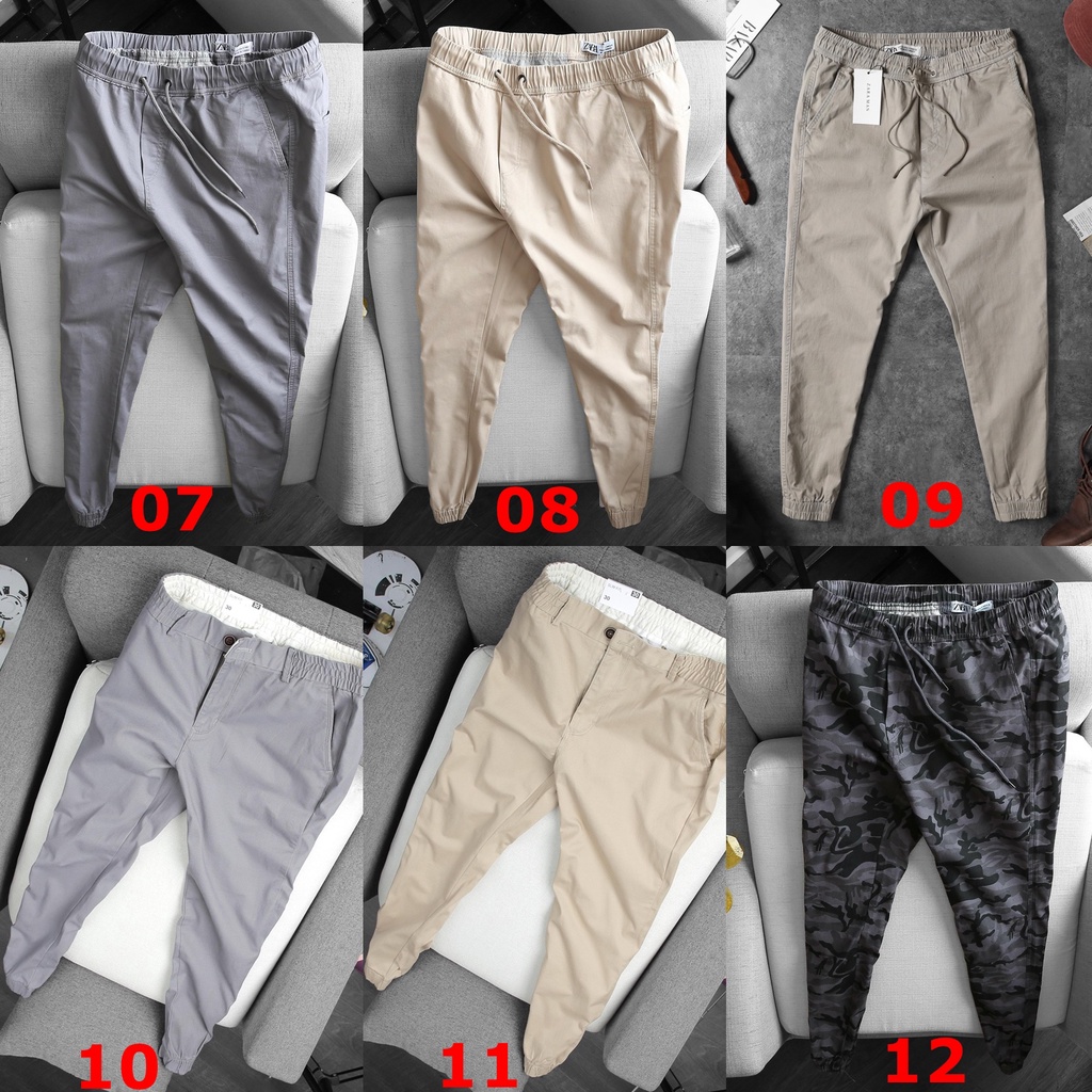 Quần Jogger Kaki Trơn Zara Nam Nữ Cao Cấp Unisex Chất Dày Co Giãn Full Tem Mạc