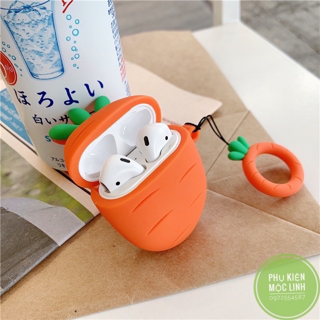 Vỏ bọc silicon Cà rốt cho hộp sạc tai nghe Bluetooth AirPods 1/ 2  Case Airpod 12, 18...