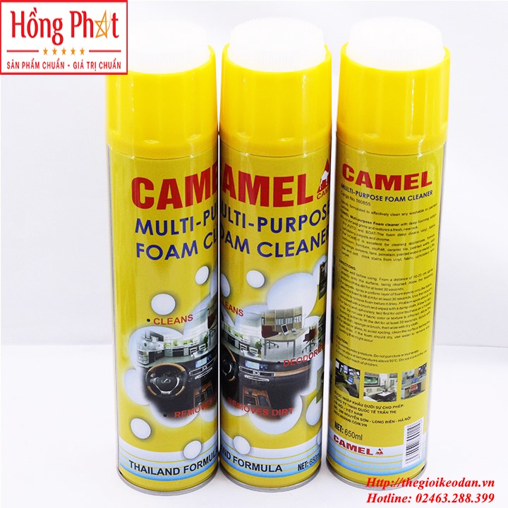 Chai xịt bọt tuyết đa năng Dyramid, CAMEL Foam Cleaner - 650ML - vệ sinh nội thất ô tô, nhà cửa ghế da nỉ