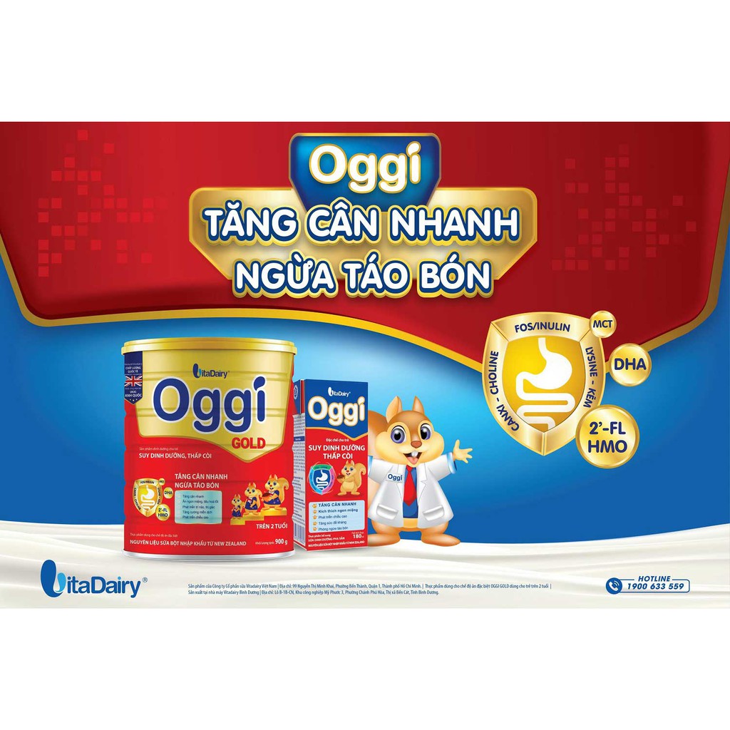 Combo 2 lon Sữa Oggi Gold 900g [Cho trẻ suy dinh dưỡng]