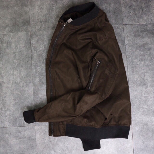 Áo khoác bomber da lộn Bershka siêu chất