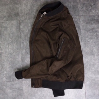 Áo khoác bomber da lộn Bershka siêu chất