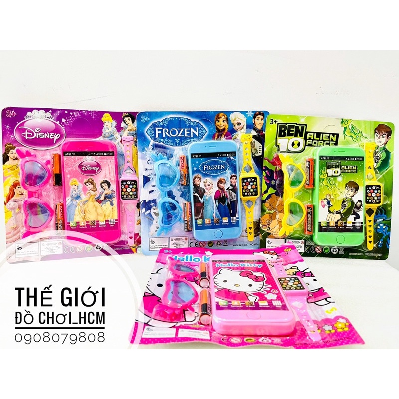 Đồ chơi điện thoại phát nhạc có kèm mắt kiếng, đồng hồ dành cho bé trai/ bé gái.