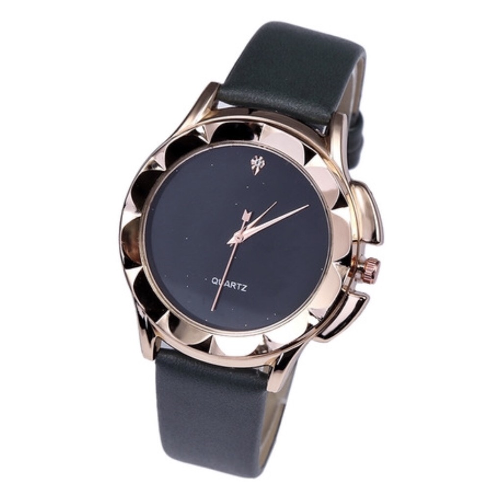 [Mã FAMARAL2 giảm 10K đơn 50K]ĐỒNG HỒ NỮ DÂY DA HAZO 18 MẶT ĐÁ BÔNG HOA KIM CƯƠNG MẶT KIM TUYẾN | BigBuy360 - bigbuy360.vn