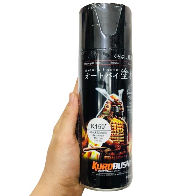 Sơn xịt Samurai - K159* MÀU ĐEN KIM LOẠI BLACK METALLIC 400ML