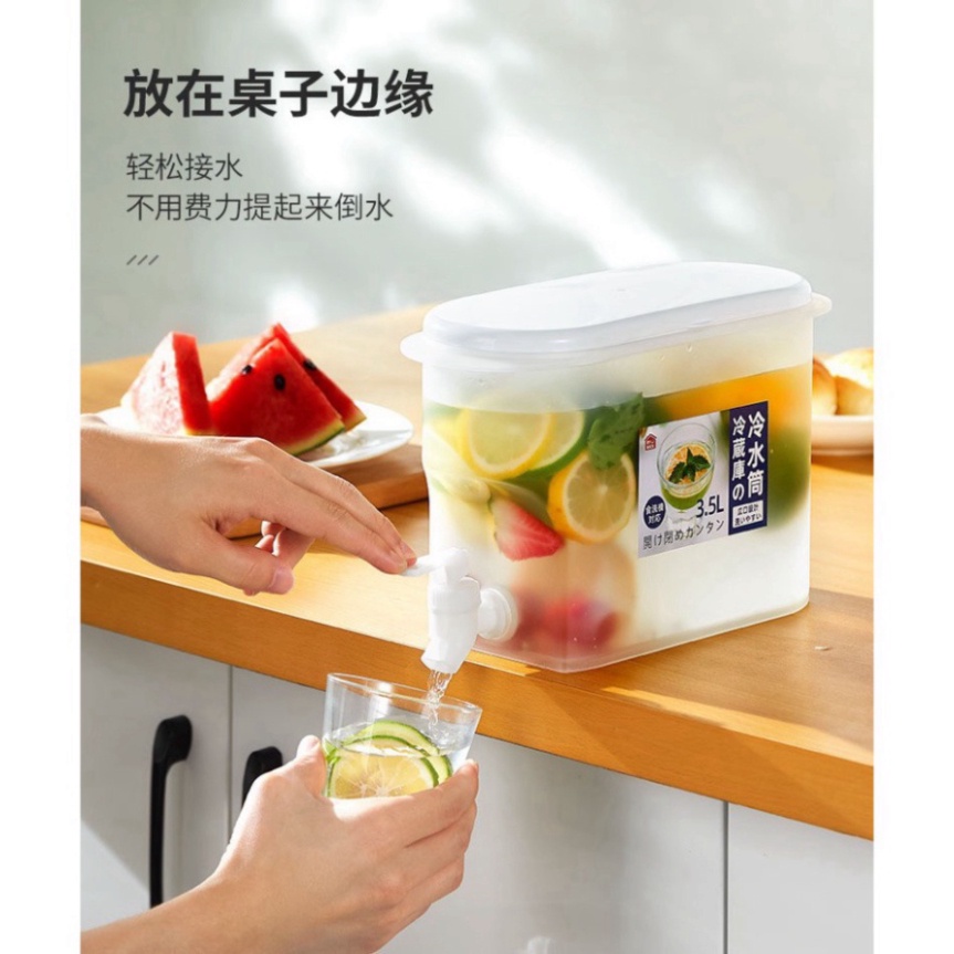 PVN31403 Bình đựng nước /chanh/detox có vòi cao cấp 3.5L để trong tủ lạnh uống siêu mát T8