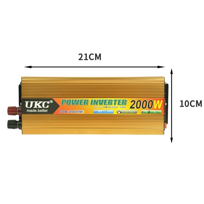 [Rẻ vô địch] Bộ đổi nguồn inverter 12v lên 220v 2000W Sóng Sin-Máy Kich Điện UKC 12V-2000W