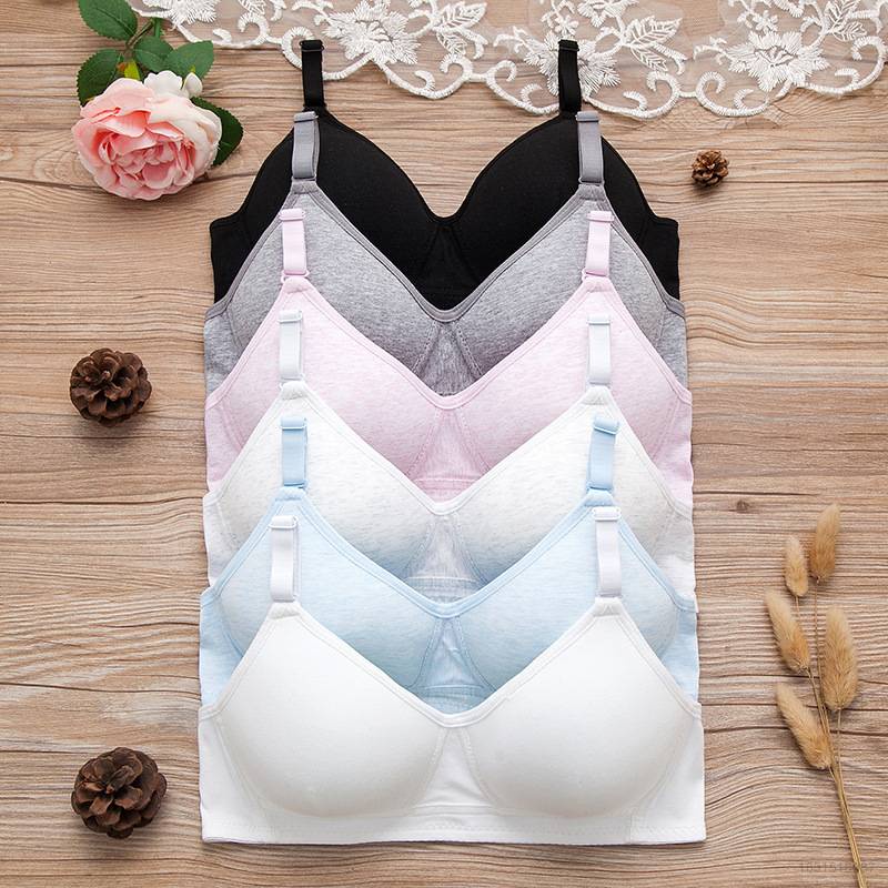 Áo ngực cotton không gọng thép màu trơn dành cho bé gái