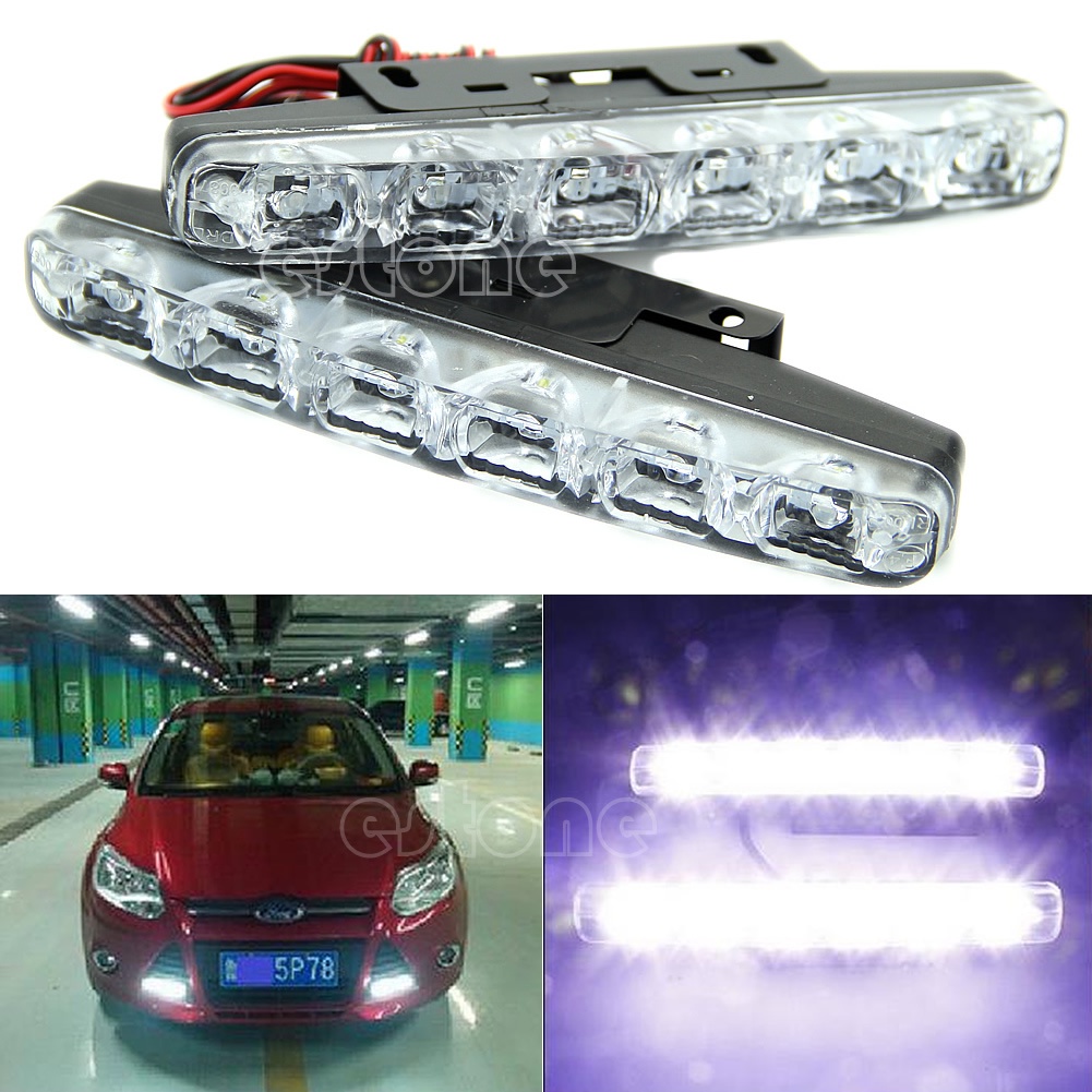 Set 2 Đèn Xenon 6 LED DRL Ánh Sáng Trắng Dành Cho Xe Ô Tô