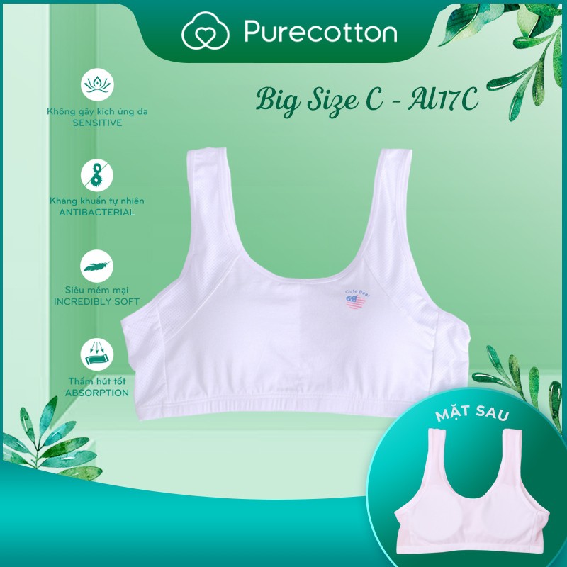 Áo lót học sinh Purecotton cho bé gái mới lớn chất liệu cotton cao cấp kiểu dáng chui đầu có đệm mỏng PC009