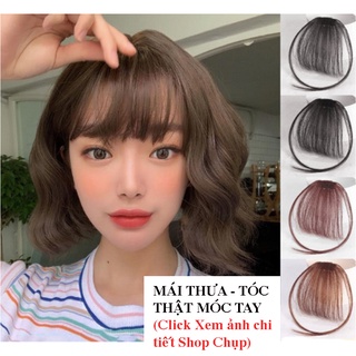Mái thưa tóc thật làm bằng tóc thật móc tay bền đẹp