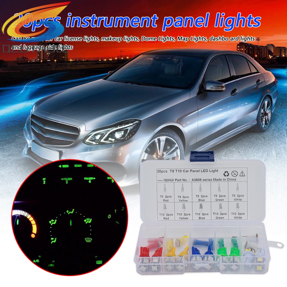 Set 20 bóng đèn T5 T10 LED cho xe hơi