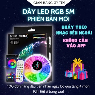 Đèn led Tiktok 5m RGB nháy theo nhạc 16 triệu màu điều khiển bằng điện thoại, đèn led dán tường tặng remote điều khiển
