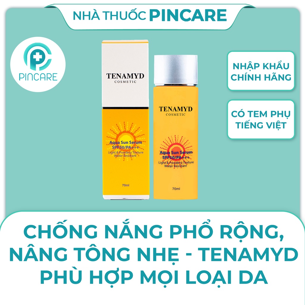 Huyết thanh chống nắng TENAMYD Aqua Sun Serum SPF50/PA+++ 70ml  - Hàng chính hãng - Nhà thuốc PinCare