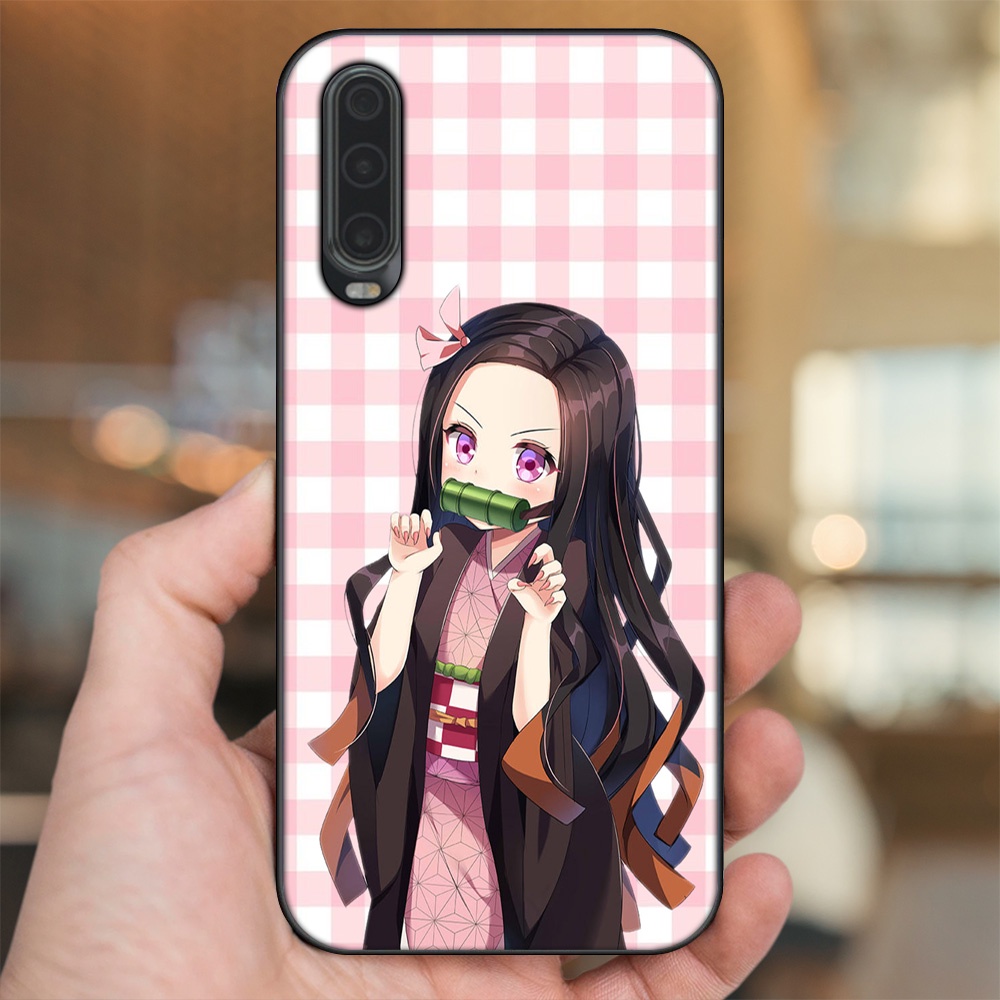 Ốp lưng Huawei P30 viền đen in hình Nezuko Kimetsu no Yaiba