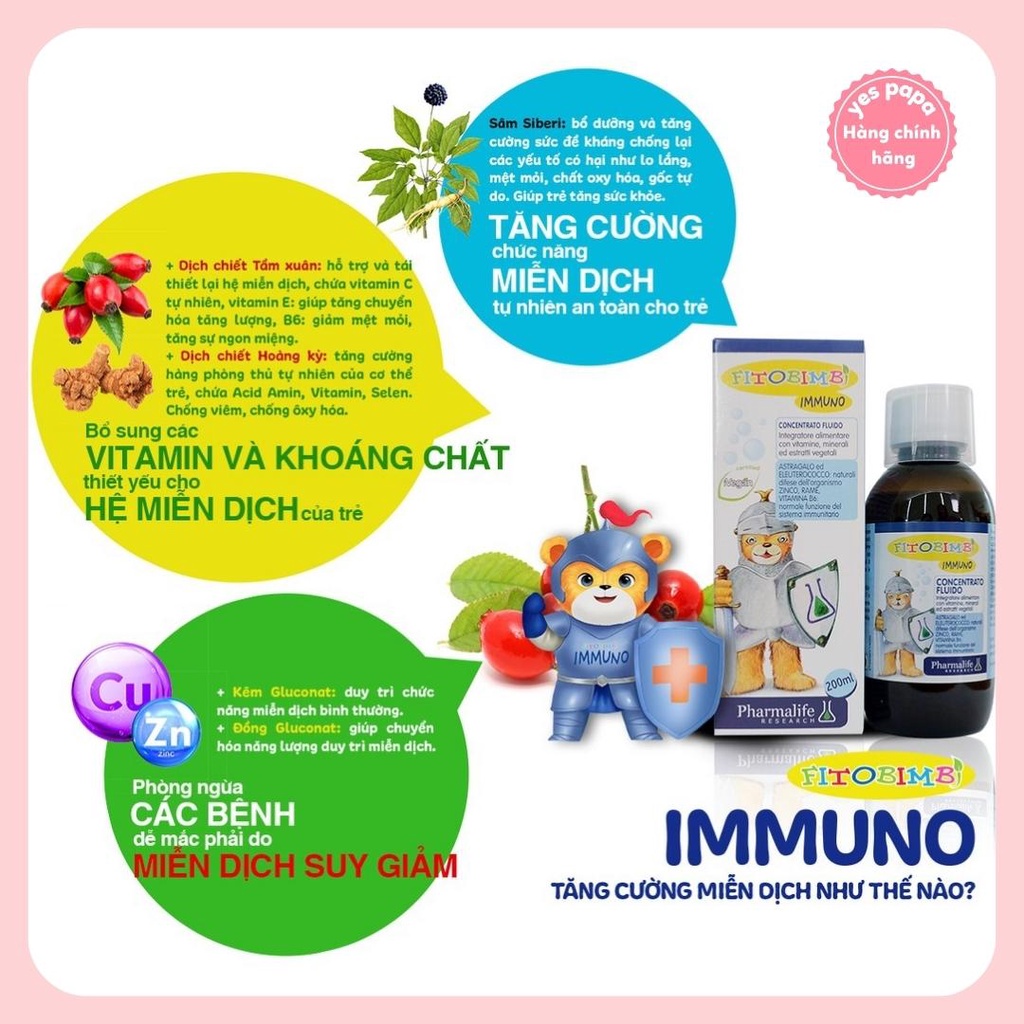 Siro Pharmalife Tăng cường đề kháng tự nhiên Immuno Bimbi [Chính Hãng]