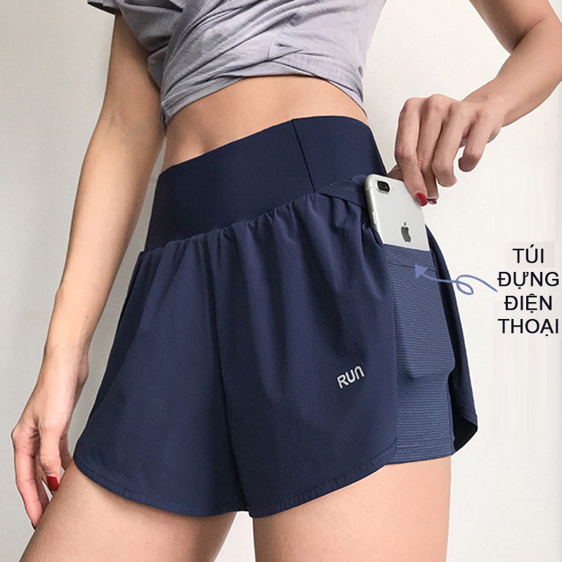 [QUÀ TẶNG LÀ MỘT BUỘC TÓC HOA CÚC] Quần Short Nữ Thể Thao - 2 lớp có lót trong, Quần Thể Thao Nữ Hot 7LUCKY