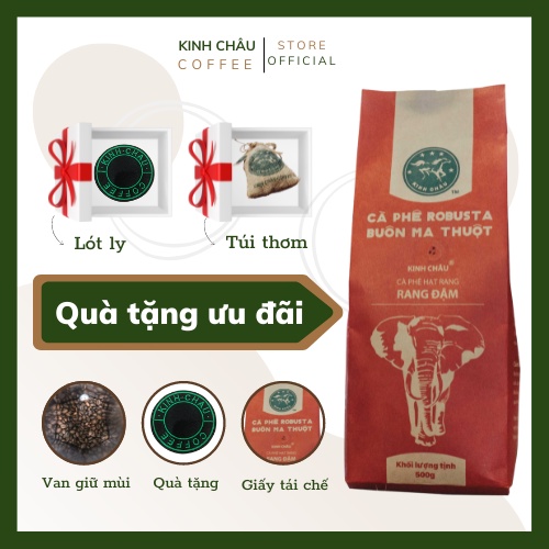 Cà phê Robusta Buôn Mê Thuật chế biến ướt Kinh Châu, cà phê hạt rang gói 500g