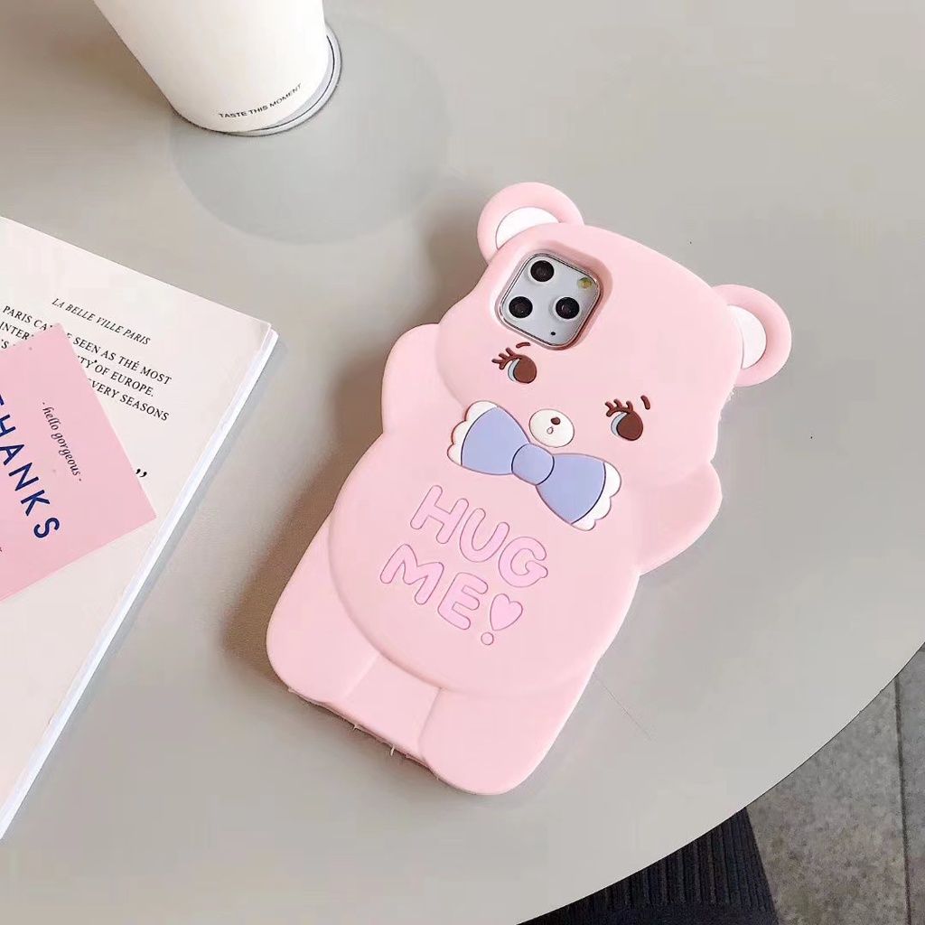 Ốp Điện Thoại Silicon Mềm Hình Gấu 3D Cho iPhone 13 12 11 Pro Max 7 8 6 6S PIus SE 2020 XS Max X XR 5 5S SE