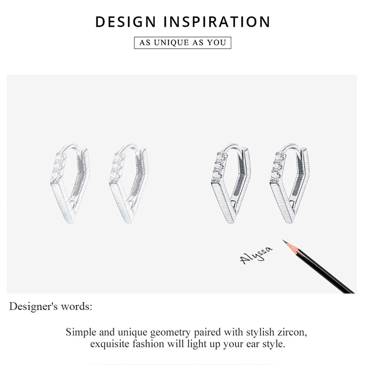 Khuyên Tai Dạng Vòng Bamoer Hình Chữ V Đính Đá Lấp Lánh Dành Cho Nữ