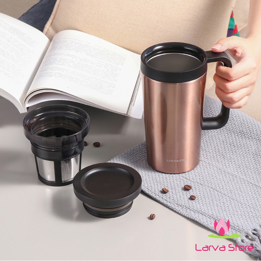 Ly Giữ Nhiệt Có Lọc inox Pha Cà Phê, Trà Lock&amp;Lock Coffee Filter Mug LHC4197 580ml Màu Vàng