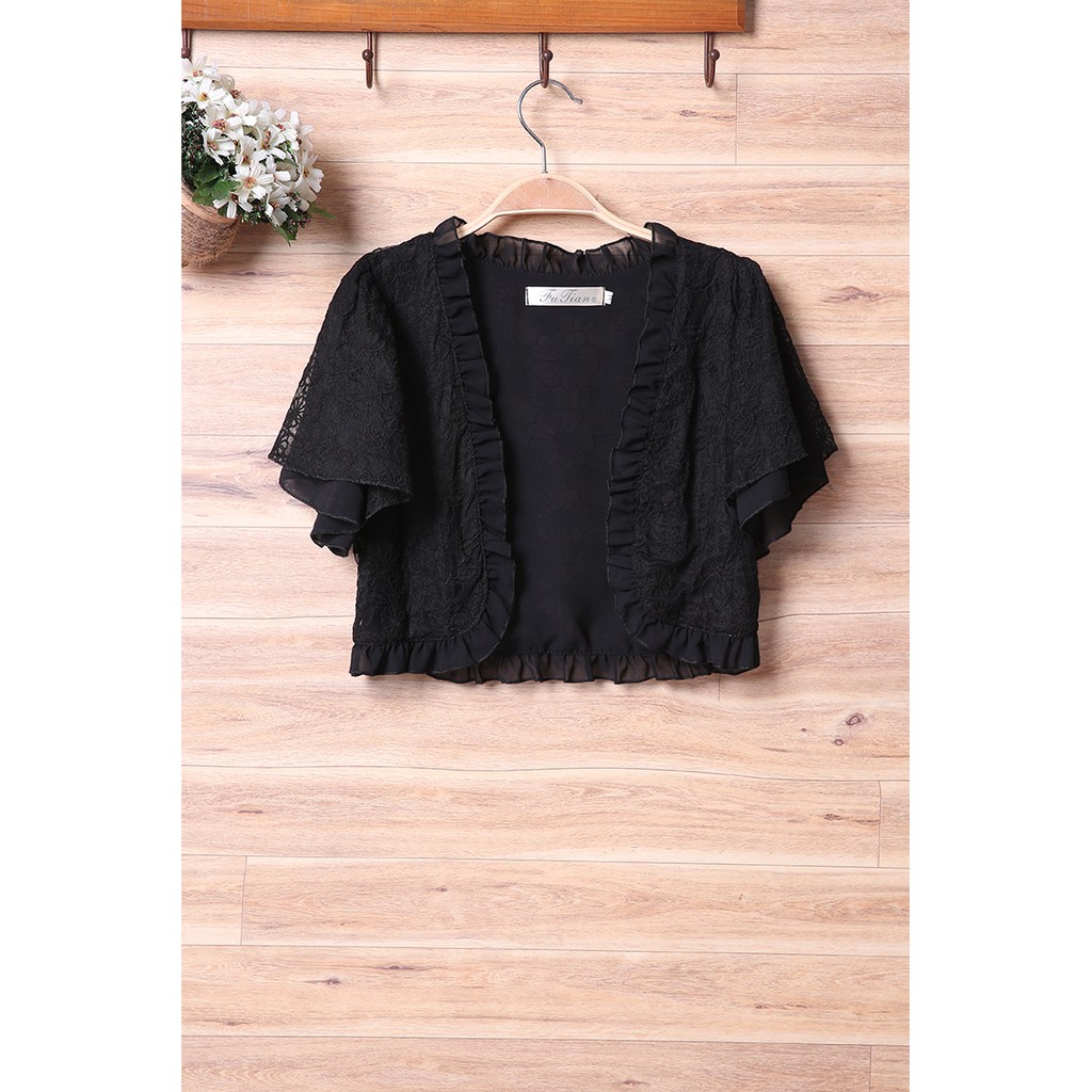 Áo khoác cardigan tay ngắn phối ren | BigBuy360 - bigbuy360.vn