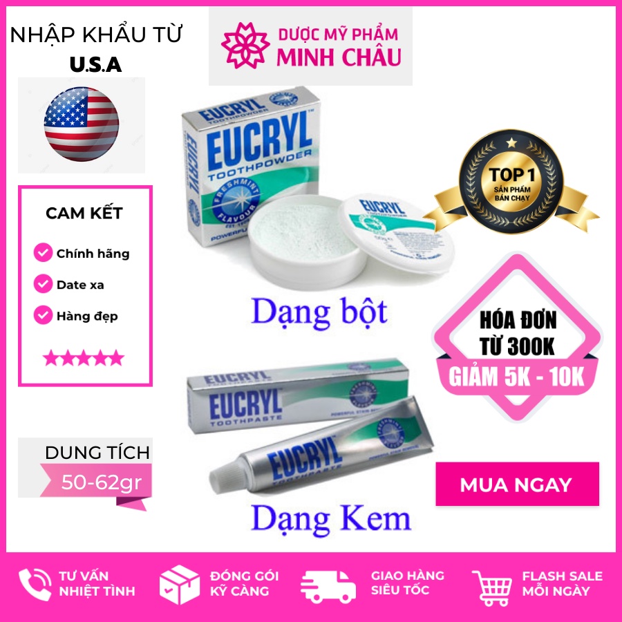 Combo kem đánh răng và bột làm trắng răng Eucryl