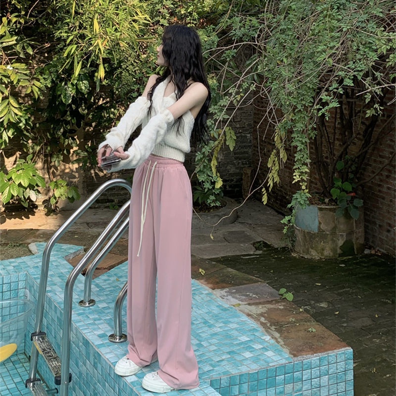 COZOK Quần Lưng Cao Ống Rộng Phối Dây Rút Thời Trang Trẻ Trung