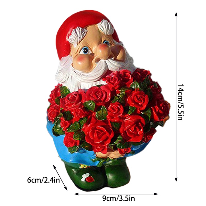 Mô Hình Gnome Hoa Hồng Đỏ Bằng Nhựa Resin Trang Trí Halloween / Giáng Sinh