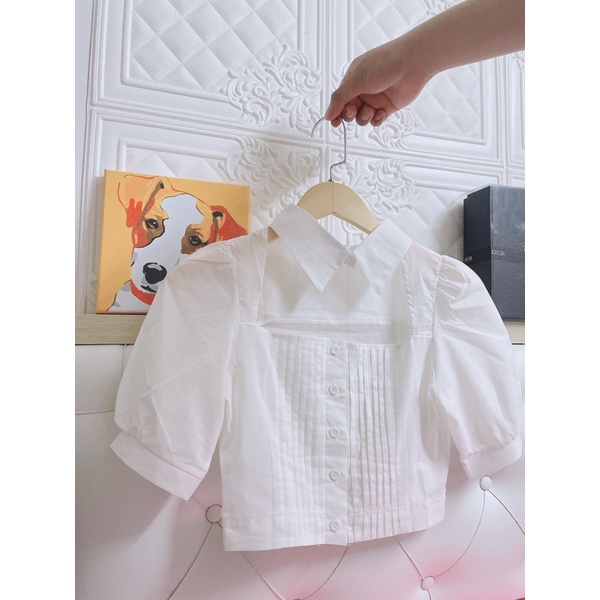 ÁO CROPTOP SƠ MI TRẮNG CỔ CHOKER