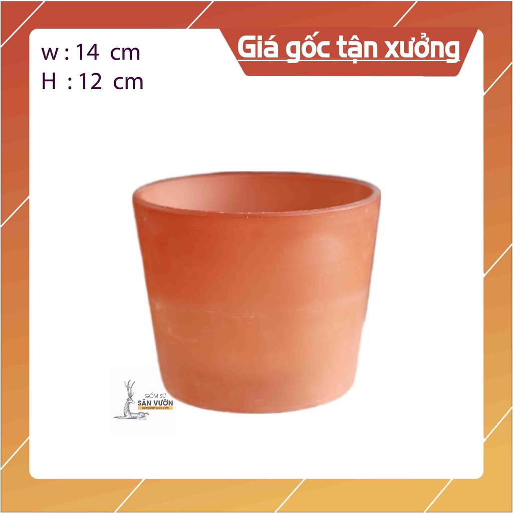 Chậu Ly Gờ Trong _ Chậu gốm đất nung trồng cây size 14cm _ Gốm Sứ Sân Vườn