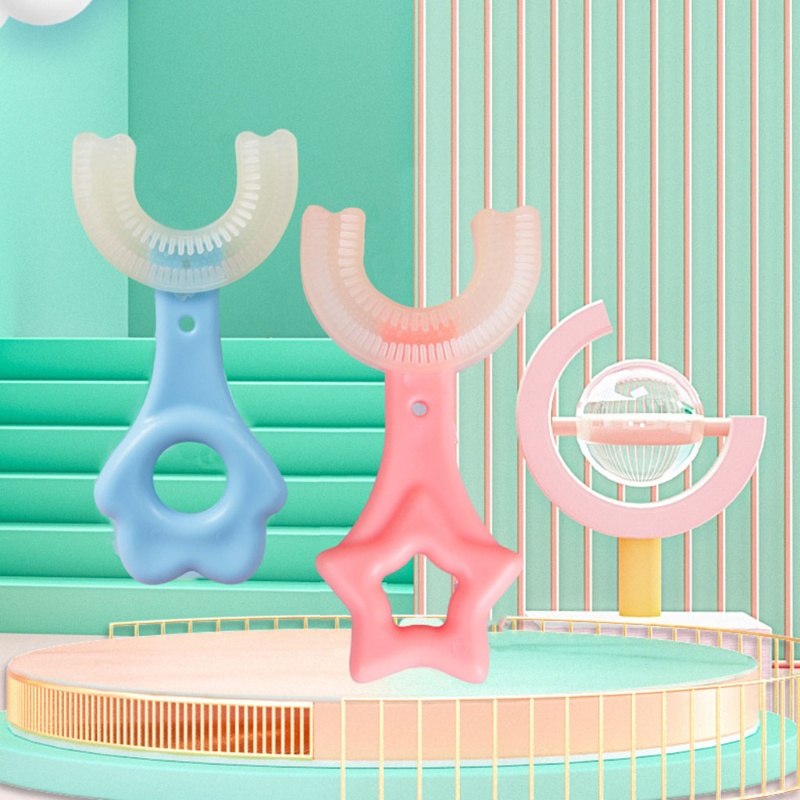 Bàn Chải Đánh Răng Đầu Chữ U 360 Độ Bằng Silicon Mềm Cho Bé