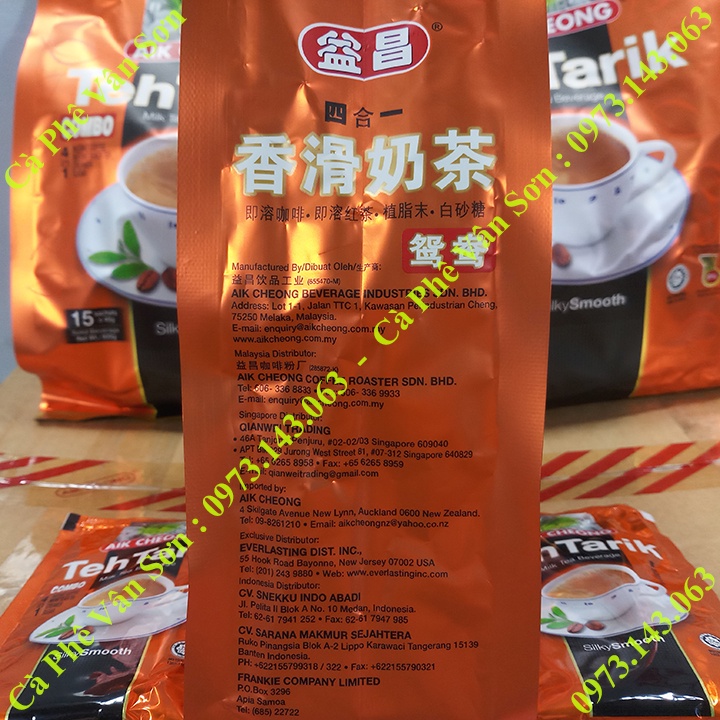 Trà sữa vị Cà phê Teh Tarik Coffee bịch 600g (15 gói nhỏ * 40g) Aik Cheong