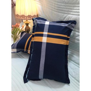 Free ship Combo 2 vỏ gối nằm poly 45x65cm mẫu kẻ xanh đen