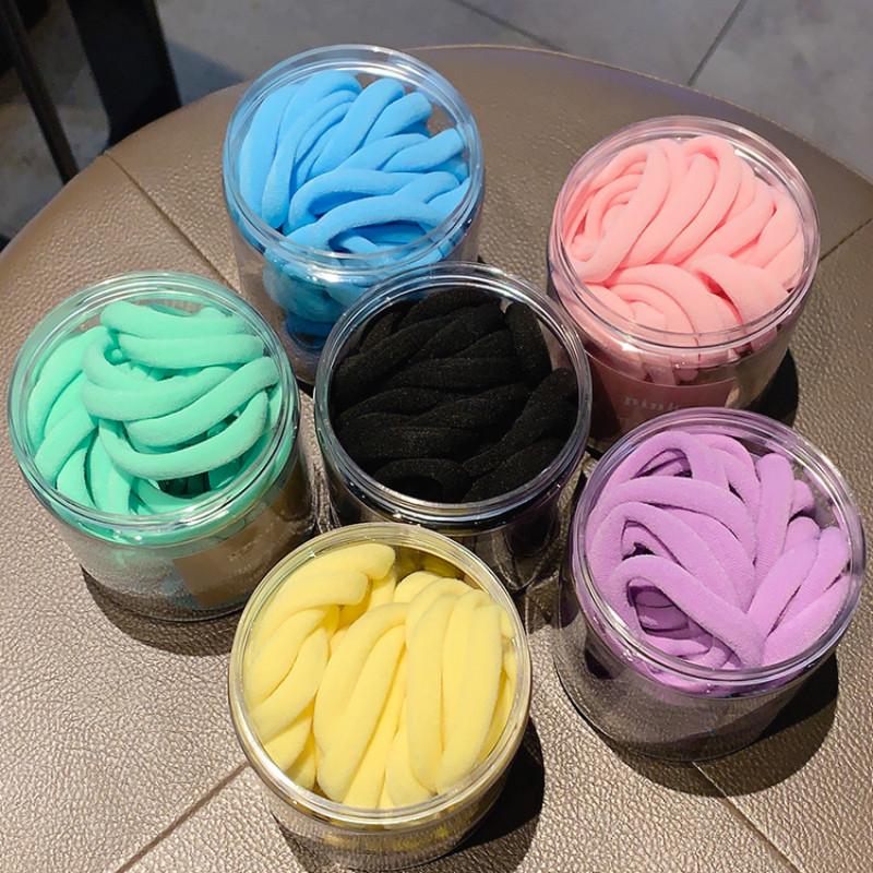 Hộp 50 Dây Buộc Tóc Cao Su Nhiều Màu Sắc Thời Trang