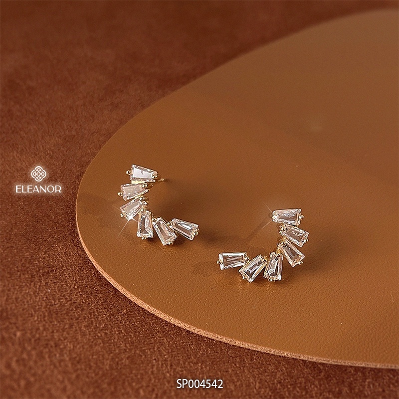 Bông tai nữ chuôi bạc 925 Eleanor Accessories khuyên tai viền cong lấp lánh phụ kiện trang sức 4542