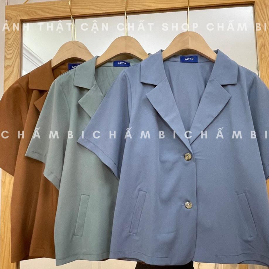 Áo blazer croptop A.231, Áo khoác cổ vest dáng ngắn bảng màu cực xinh (ảnh thật cuối - cúc giả gỗ)
