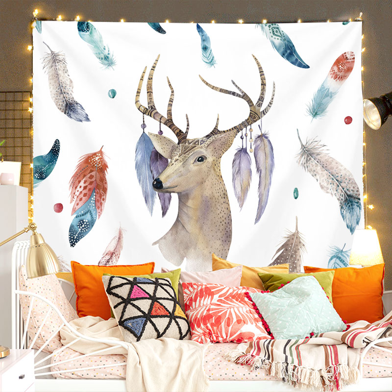 Tianma Unicorn Deer phòng ngủ trang trí phòng vải treo đầu giường cải tạo tường tranh treo ảnh chụp trực tiếp vải nền J20