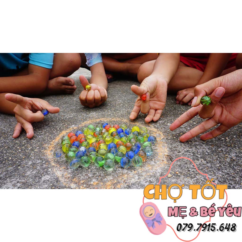Đồ Chơi Bộ 10 viên bi ve 8 khía đủ màu size 1.6 cm bằng thủy tinh