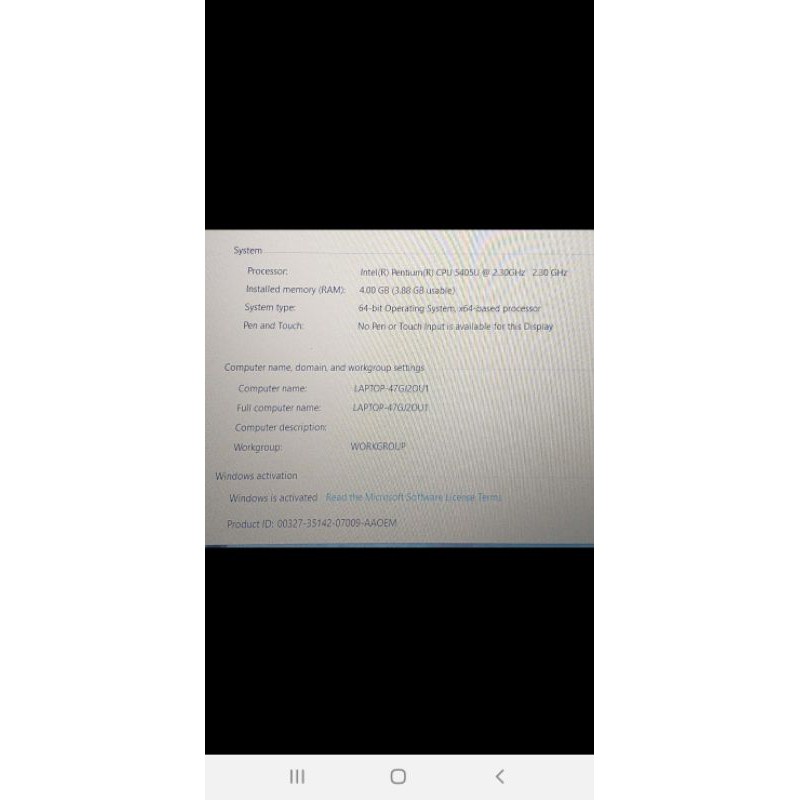 Laptop Lenovo, pentium (R) CPU 5405U 64bit, ram 4G, SSD 237G. | BigBuy360 - bigbuy360.vn