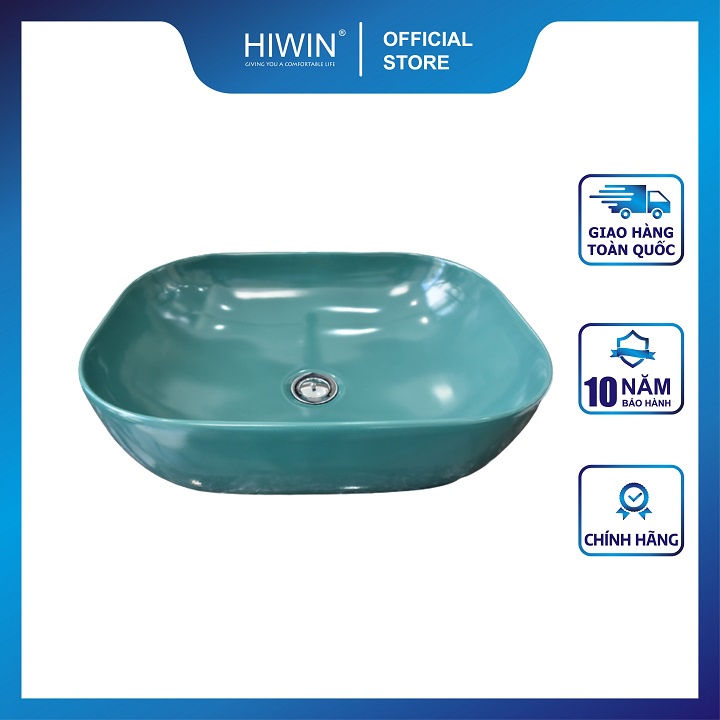 Chậu rửa mặt lavabo sứ đặt bàn nghệ thuật màu xanh HIWIN LP-A419