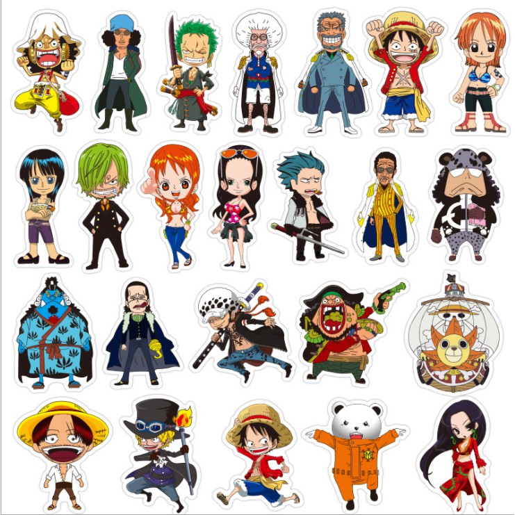 💖[SET 50] STICKER One Piece chống nước sticker dán laptop, điện thoại, đàn guitar, mũ bảo hiểm, đồ dùng cá nhân...