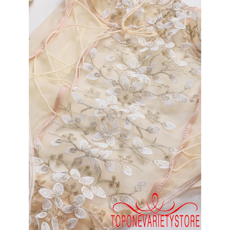 Bộ Đồ Lót Liền Thân Xuyên Thấu Thêu Hoa Gợi Cảm Cho Nữ | BigBuy360 - bigbuy360.vn