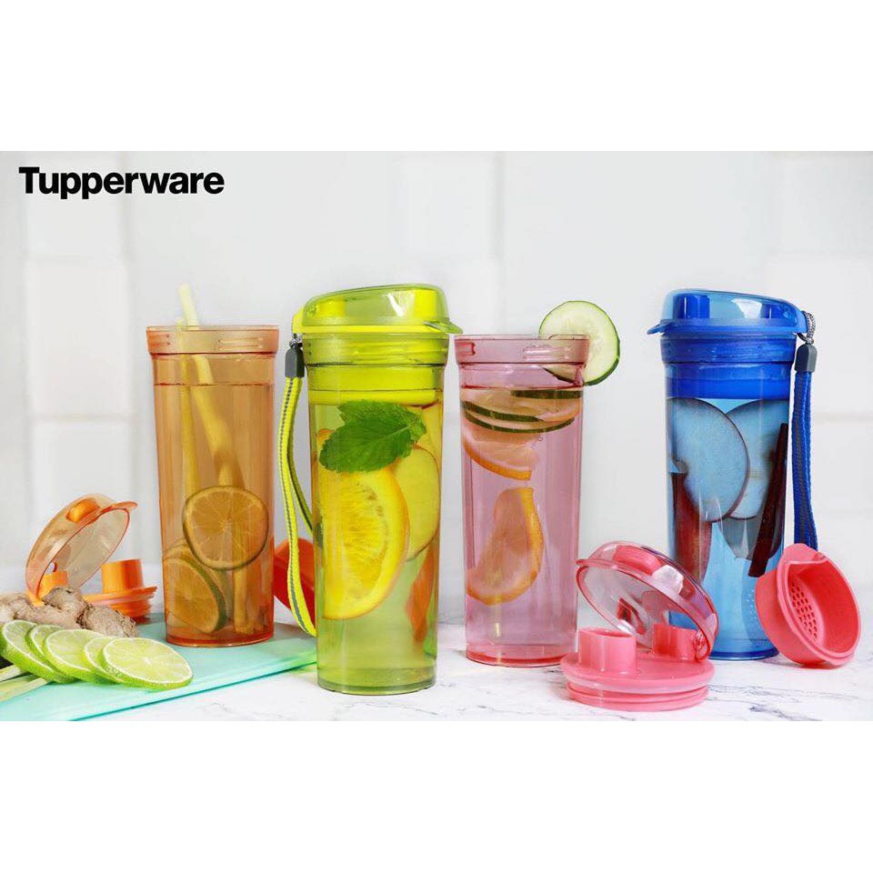 Bình nước có ngăn lọc Drinking Flask Gen II 400ml Tupperware nắp kín có khóa gài tiện lợi hàng chính hãng