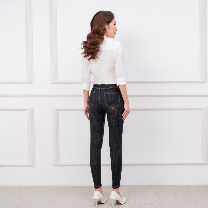 Quần jean nữ skinny đen đáy cao siêu co giãn hack dáng hàng VNXK RUBIE JEANS 2934