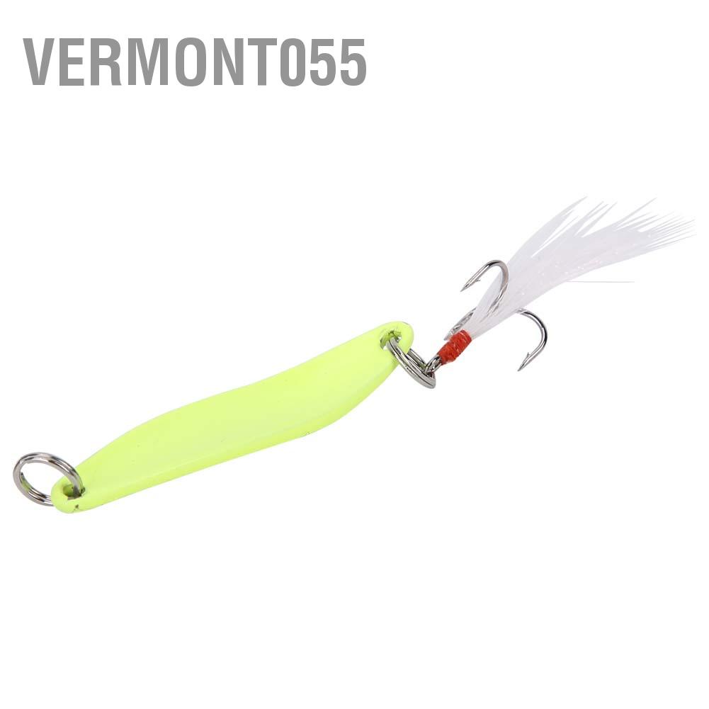 Vermont055 Luminous Metal Spoon Spinner Lure Hard Fishing Bait with Treble Hook Skirt