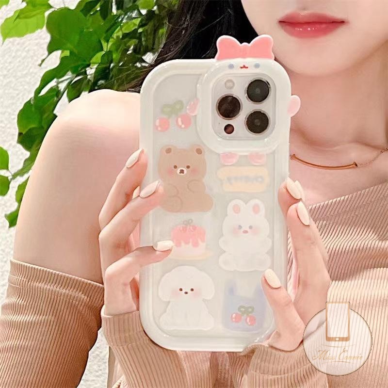 Ốp Điện Thoại Mềm Chống Sốc Hình Gấu 3D Cho IPhone 7 8 6 6S Plus 14 Plus 11 12 13 14 Pro MAX XR X XS MAX SE 2020