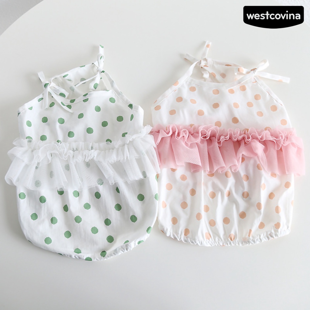 [Mới]♞Đầm Hai Dây Họa Tiết Chấm Bi Thời Trang Mùa Hè Cho Thú Cưng