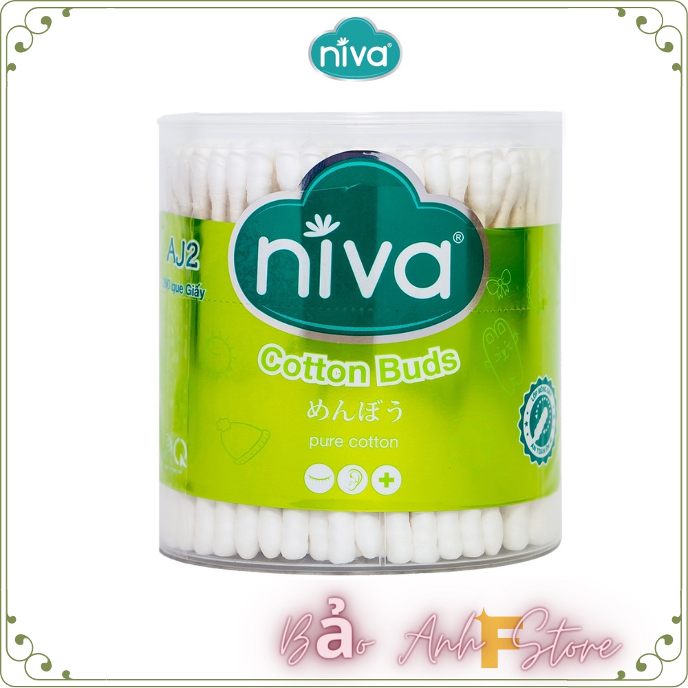 Tăm bông 200 que /hộp - Tăm Bông Ngoáy Tai  thân giấy LIPZO Niva Cotton Buds AJ2